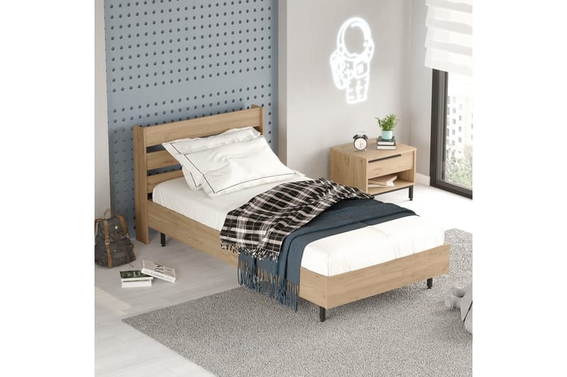 Liyakat Sängram 90x200 cm - Valnöt - Möbler - Sovrum - Sängram & sängstomme