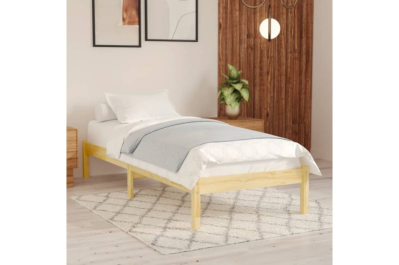 Sängram massiv furu 100x200 cm - Brun - Möbler - Sovrum - Sängram & sängstomme