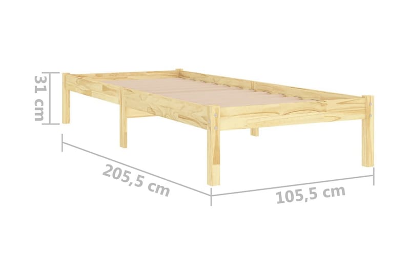 Sängram massiv furu 100x200 cm - Brun - Möbler - Sovrum - Sängram & sängstomme