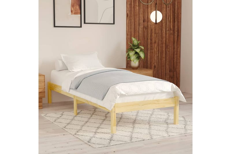 Sängram massiv furu 90x200 cm - Brun - Möbler - Sovrum - Sängram & sängstomme