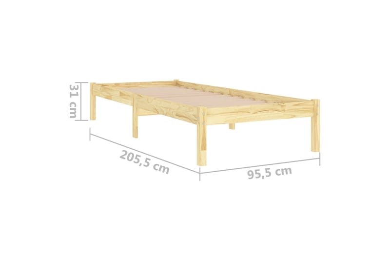 Sängram massiv furu 90x200 cm - Brun - Möbler - Sovrum - Sängram & sängstomme