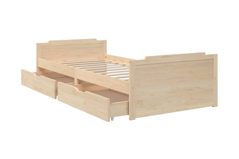 Sängram med lådor massiv furu 90x200 cm - Brun - Möbler - Sovrum - Sängram & sängstomme