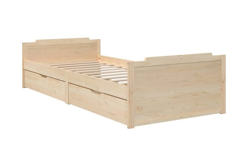 Sängram med lådor massiv furu 90x200 cm - Brun - Möbler - Sovrum - Sängram & sängstomme