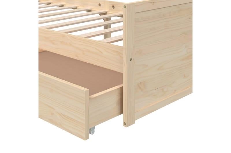 Sängram med lådor massiv furu 90x200 cm - Brun - Möbler - Sovrum - Sängram & sängstomme
