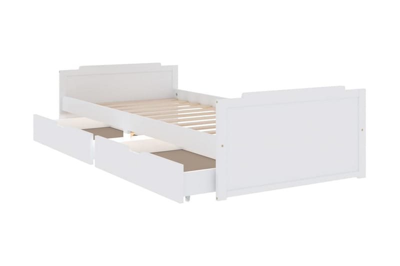 Sängram med lådor vit massiv furu 90x200 cm - Vit - Möbler - Sovrum - Sängram & sängstomme