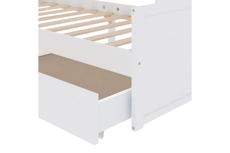 Sängram med lådor vit massiv furu 90x200 cm - Vit - Möbler - Sovrum - Sängram & sängstomme