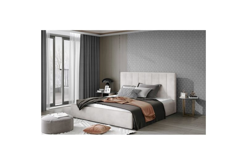 Sängram med stoppning Eltap Audrey fr. stål - Jarell 18, Beige, 200x200 cm - Möbler - Sovrum - Sängram & sängstomme