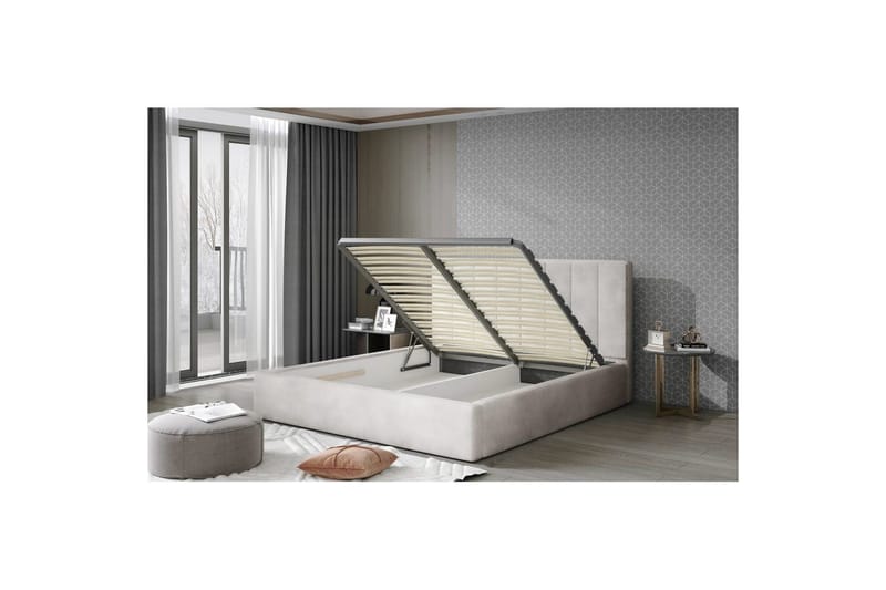 Sängram med stoppning Eltap Audrey fr. stål - Jarell 18, Beige, 200x200 cm - Möbler - Sovrum - Sängram & sängstomme