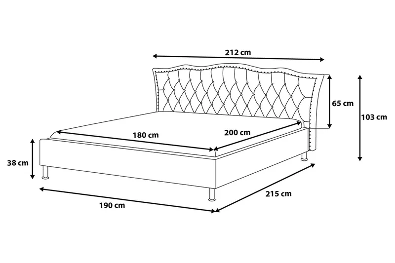 Metz Dubbelsäng 180 200 cm - Vit - Möbler - Sovrum - Sängram & sängstomme