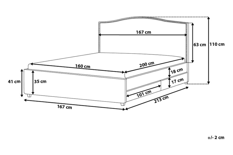 MONTPELLIER Dubbelsäng 160|200 cm - Sängram & sängstomme