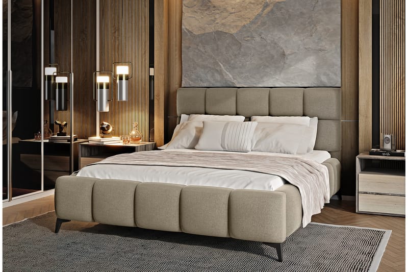 Nazira Sängram med Förvaring 140x200 cm Beige - Möbler - Sovrum - Sängram & sängstomme