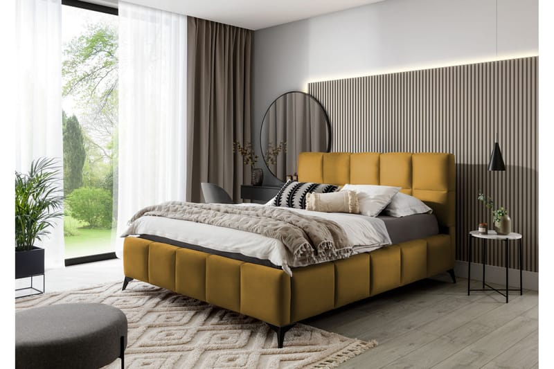 Nazira Sängram med Förvaring 140x200 cm Gul - Möbler - Sovrum - Sängram & sängstomme