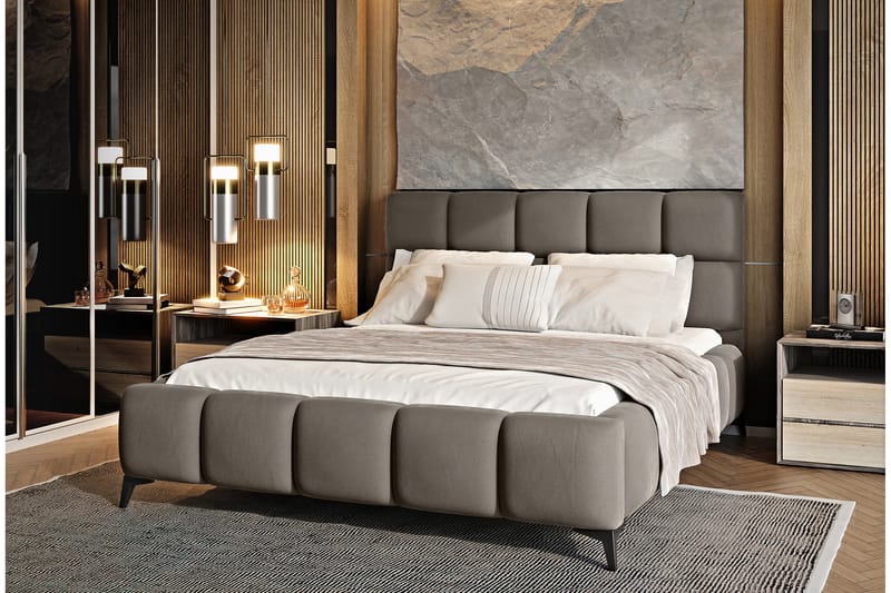 Nazira Sängram med Förvaring 160x200 cm Beige - Möbler - Sovrum - Sängram & sängstomme