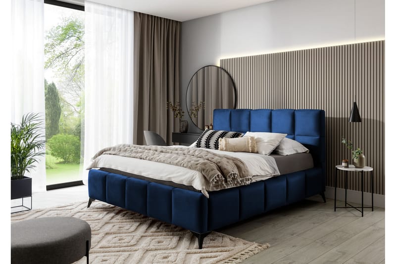 Nazira Sängram med Förvaring 160x200 cm Blå - Sängram & sängstomme