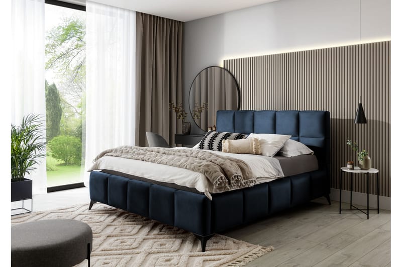 Nazira Sängram med Förvaring 160x200 cm Blå - Möbler - Sovrum - Sängram & sängstomme