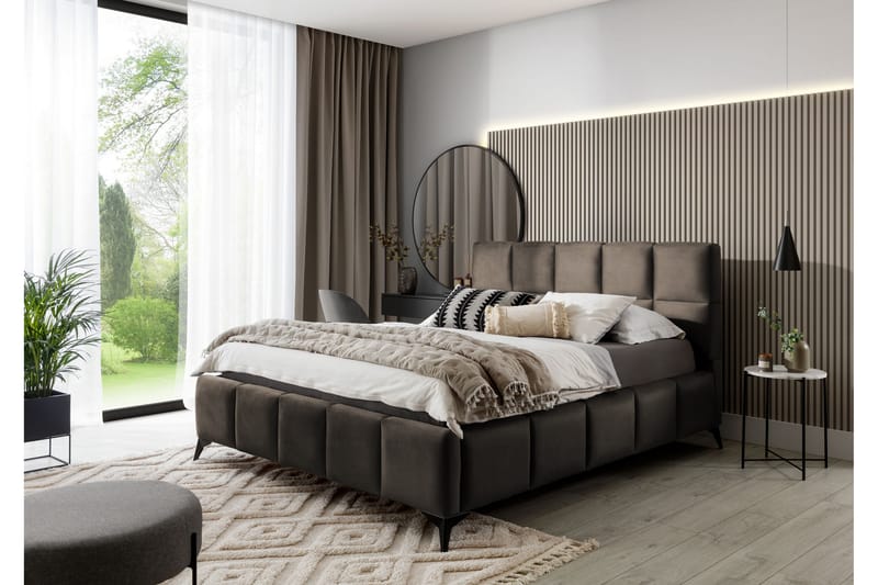 Nazira Sängram med Förvaring 160x200 cm Brun - Möbler - Sovrum - Sängram & sängstomme