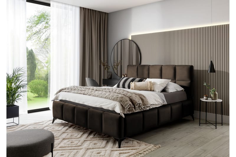Nazira Sängram med Förvaring 160x200 cm Brun - Möbler - Sovrum - Sängram & sängstomme