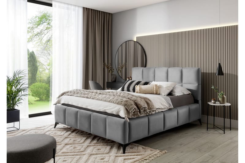 Nazira Sängram med Förvaring 160x200 cm Grå - Möbler - Sovrum - Sängram & sängstomme