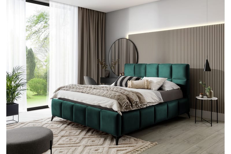 Nazira Sängram med Förvaring 160x200 cm Grön - Sängram & sängstomme