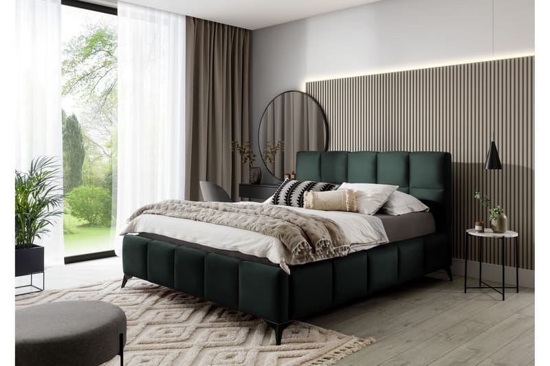 Nazira Sängram med Förvaring 160x200 cm Grön - Möbler - Sovrum - Sängram & sängstomme