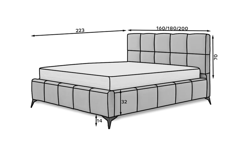 Nazira Sängram med Förvaring 160x200 cm Gul - Sängram & sängstomme