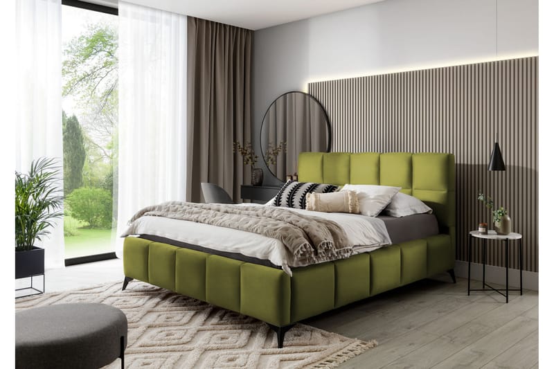 Nazira Sängram med Förvaring 160x200 cm Olivgrön - Möbler - Sovrum - Sängram & sängstomme