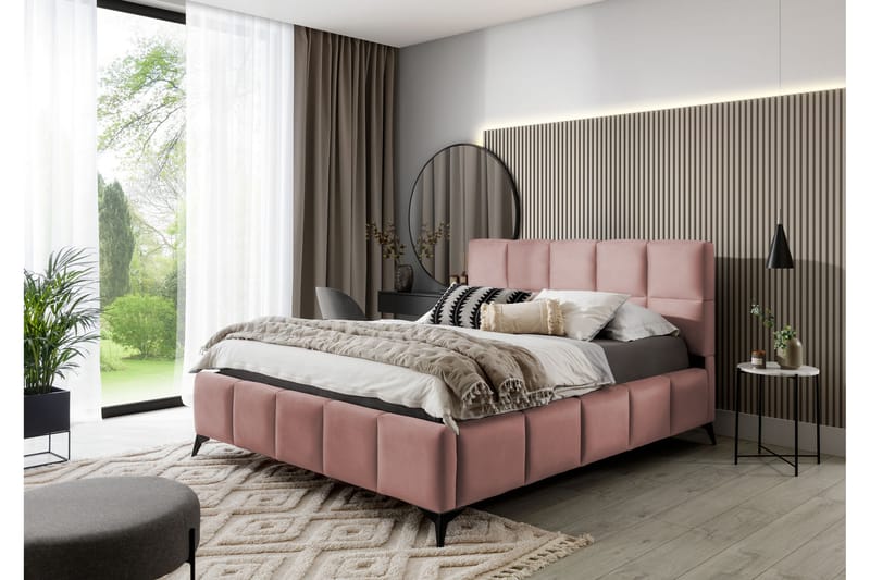 Nazira Sängram med Förvaring 160x200 cm Rosa - Möbler - Sovrum - Sängram & sängstomme