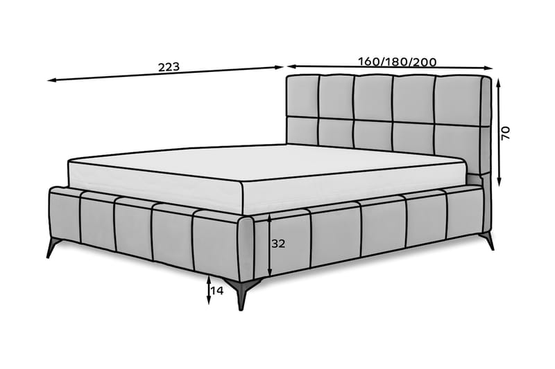 Nazira Sängram med Förvaring 160x200 cm Turkos - Möbler - Sovrum - Sängram & sängstomme