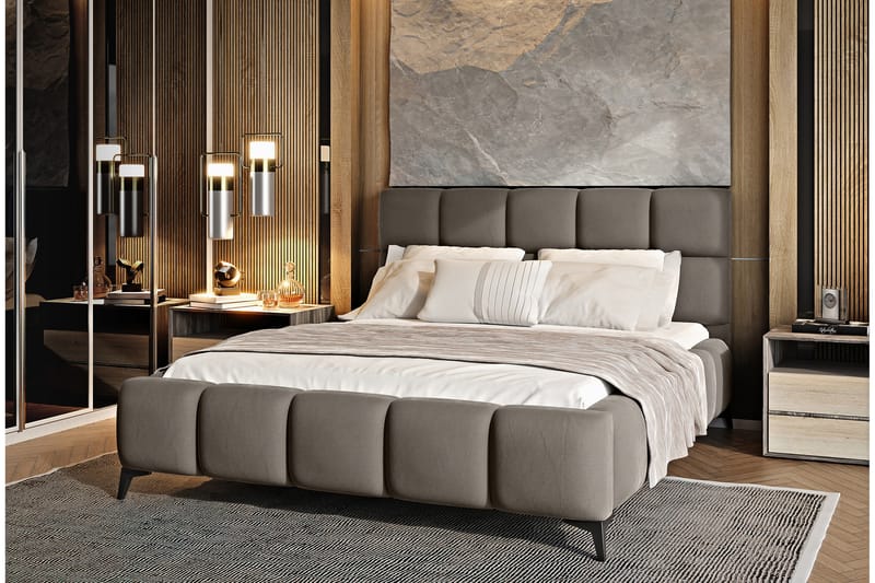 Nazira Sängram med Förvaring 180x200 cm Beige - Möbler - Sovrum - Sängram & sängstomme