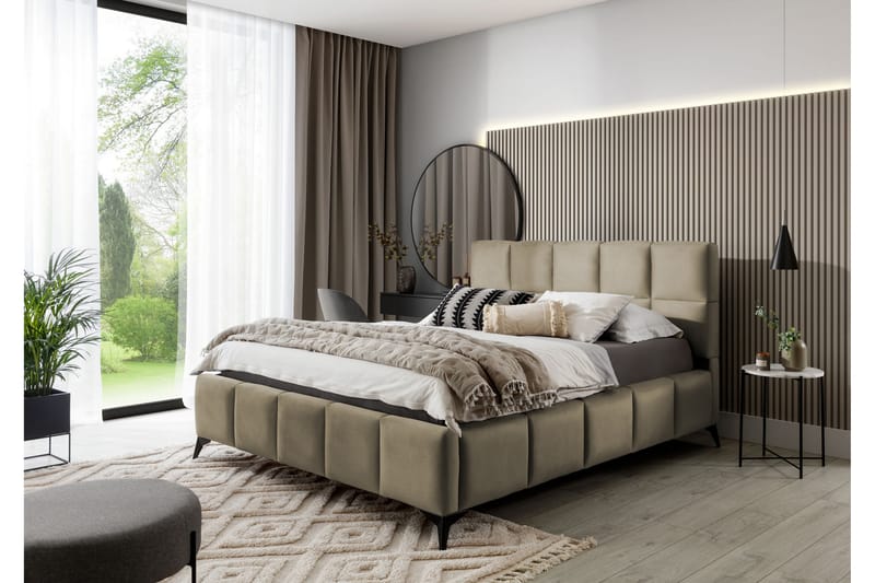 Nazira Sängram med Förvaring 180x200 cm Beige - Möbler - Sovrum - Sängram & sängstomme