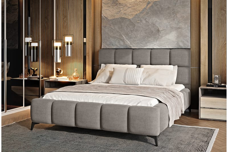Nazira Sängram med Förvaring 180x200 cm Beige - Möbler - Sovrum - Sängram & sängstomme