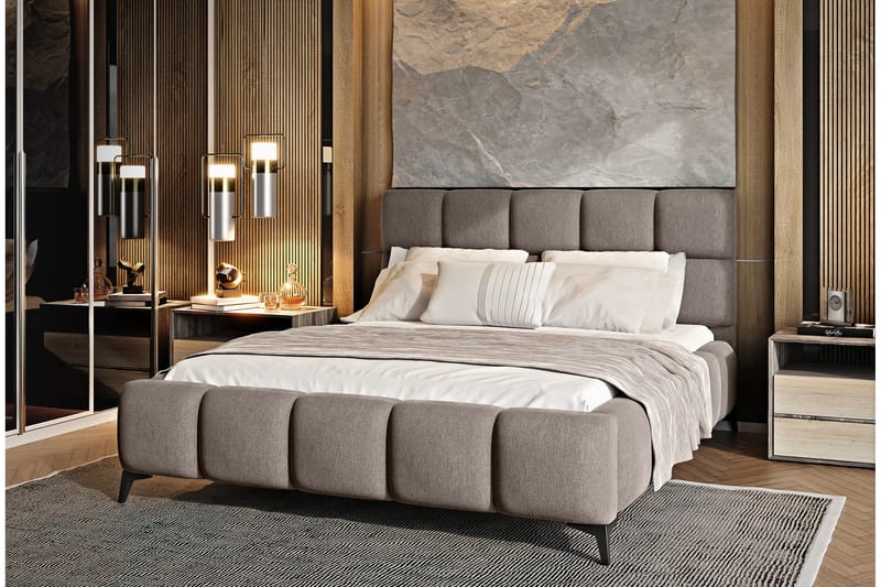 Nazira Sängram med Förvaring 180x200 cm Beige - Möbler - Sovrum - Sängram & sängstomme