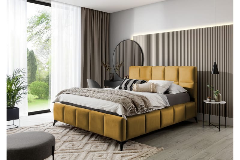 Nazira Sängram med Förvaring 180x200 cm Gul - Möbler - Sovrum - Sängram & sängstomme