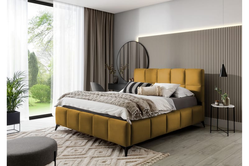 Nazira Sängram med Förvaring 180x200 cm Gul - Möbler - Sovrum - Sängram & sängstomme