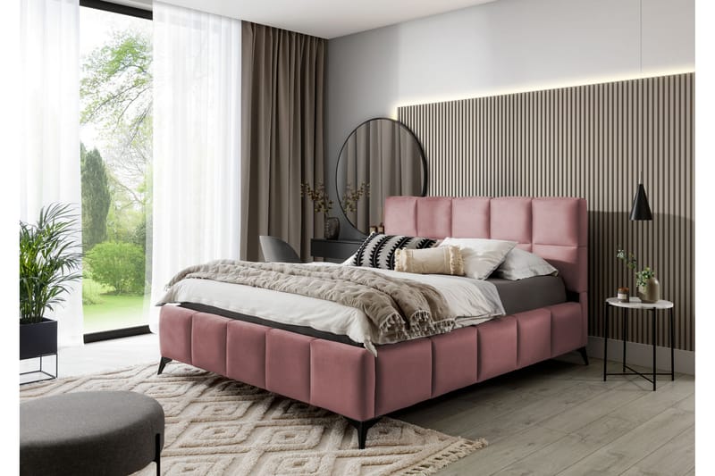 Nazira Sängram med Förvaring 180x200 cm Rosa - Möbler - Sovrum - Sängram & sängstomme