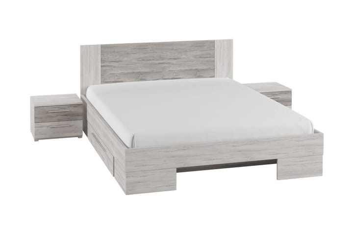 OAKDALE Sängram med lådor 180x200 cm Ljusgrå - Sängram & sängstomme