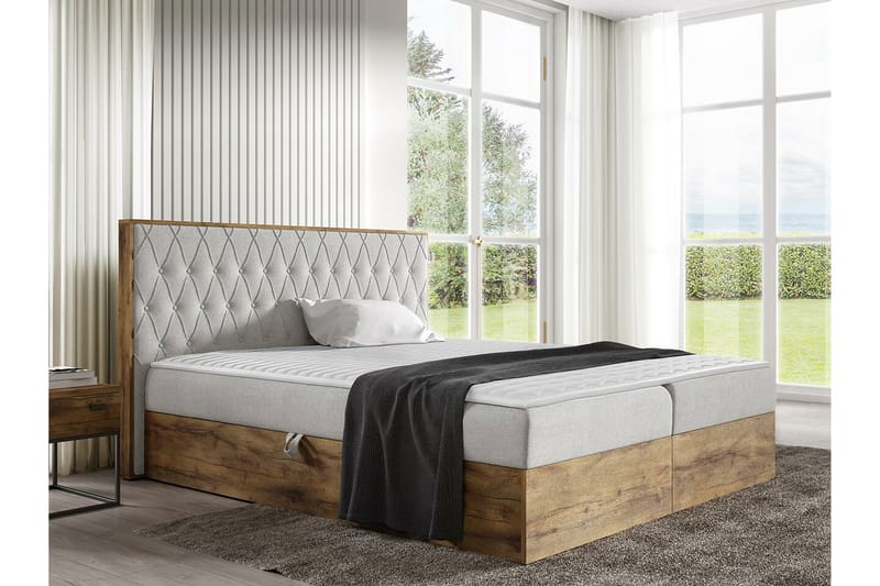 Oberting Sängram 200x200 cm Beige/Trä - Möbler - Sovrum - Sängram & sängstomme