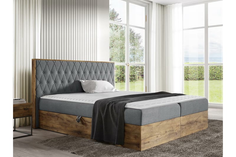 Oberting Sängram 200x200 cm Brun/Trä - Möbler - Sovrum - Sängram & sängstomme