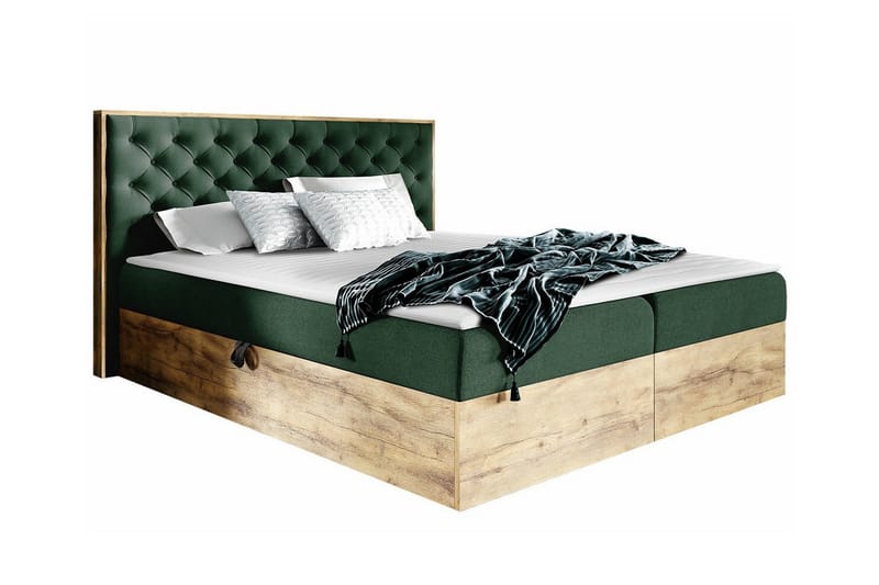 Oberting Sängram 200x200 cm Grön/Beige - Möbler - Sovrum - Sängram & sängstomme