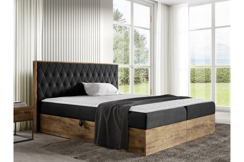 Oberting Sängram 200x200 cm Svart/Trä - Möbler - Sovrum - Sängram & sängstomme