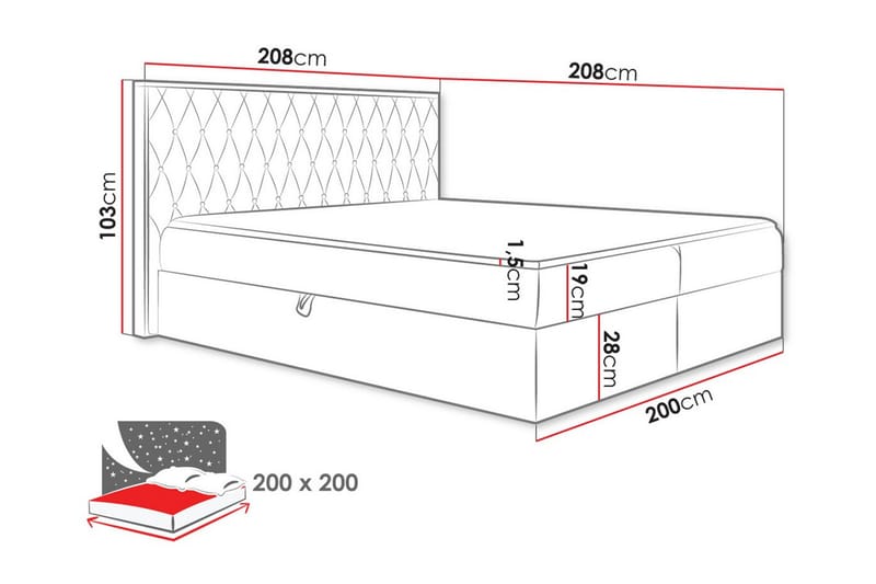 Oberting Sängram 200x200 cm Svart/Trä - Möbler - Sovrum - Sängram & sängstomme