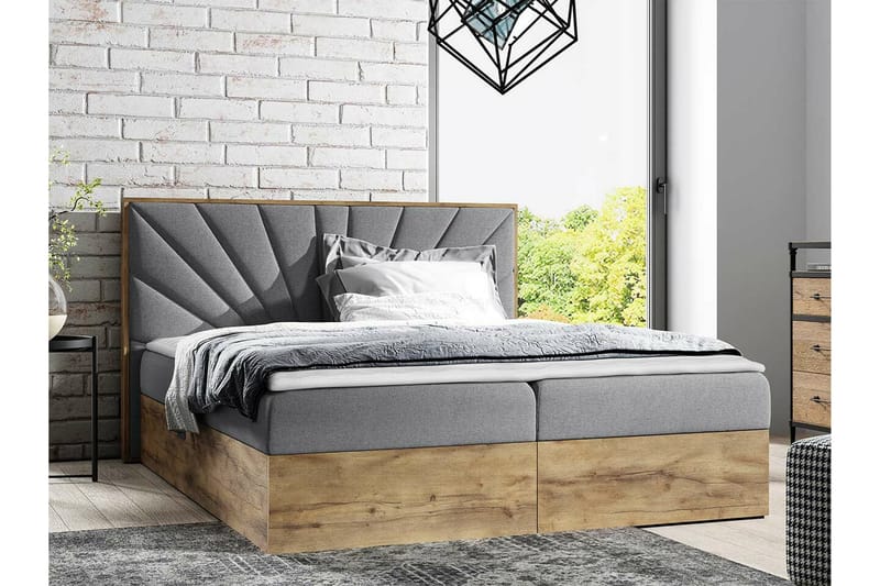 Oberting Sängram 200x200 cm Vit/Grå - Möbler - Sovrum - Sängram & sängstomme