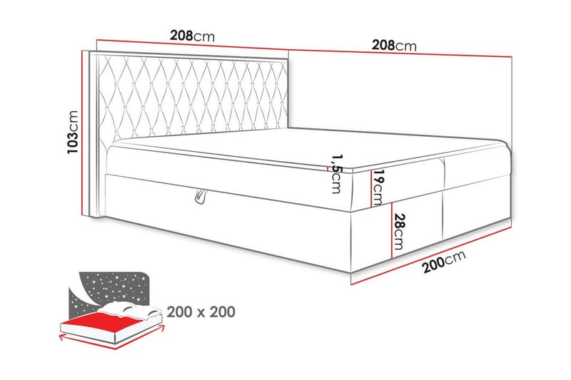 Oberting Sängram 200x200 cm - Möbler - Sovrum - Sängram & sängstomme