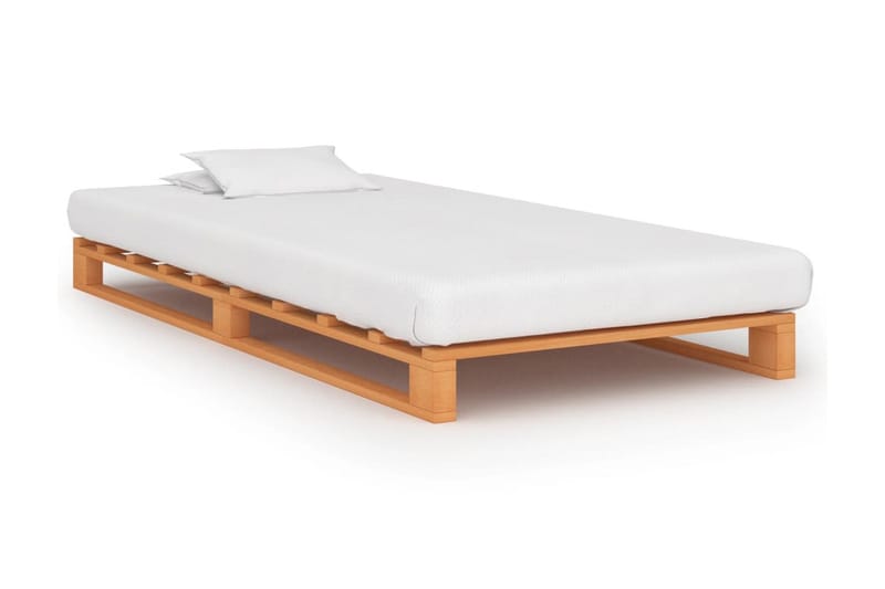 Pallsängram brun massiv furu 90x200 cm - Brun - Möbler - Sovrum - Sängram & sängstomme