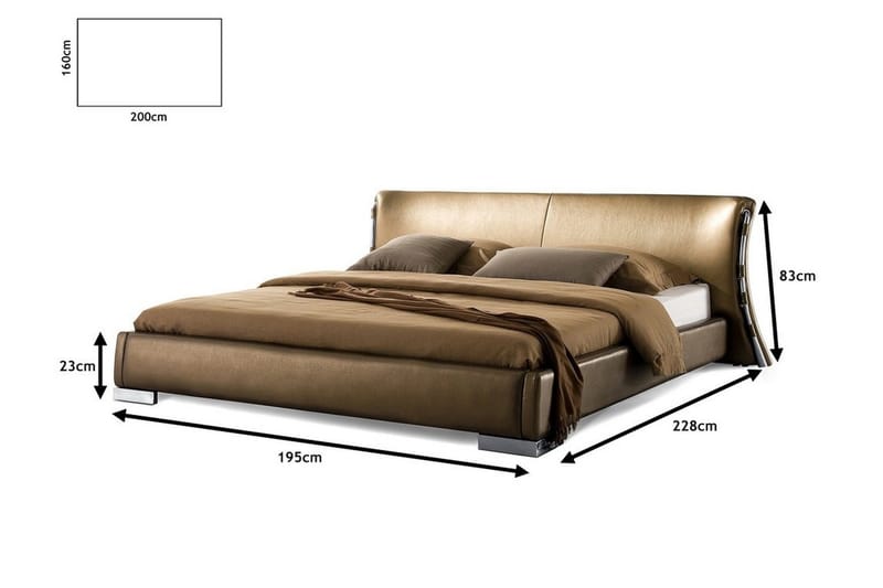 Paris Dubbelsäng 140 200 cm - Guld - Möbler - Sovrum - Sängram & sängstomme