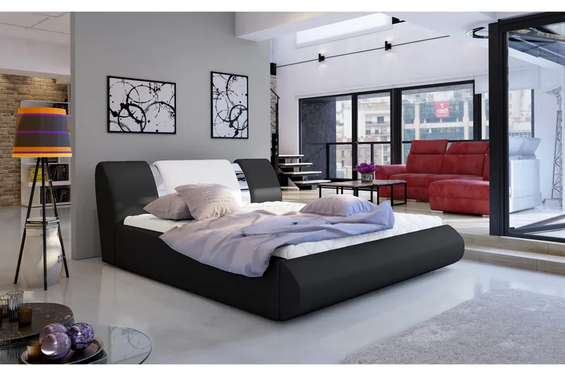 Perow Sängram 180x200 cm, Svart/Vit