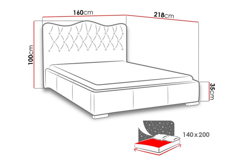 RANUM Sängram 140x200 Vit - Vit - Möbler - Sovrum - Sängram & sängstomme