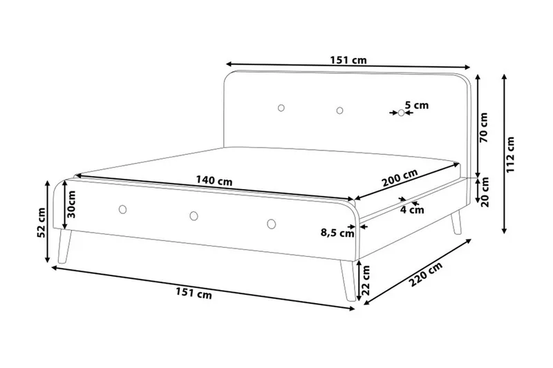 Rennes Dubbelsäng 140|200 cm - Beige - Möbler - Sovrum - Sängram & sängstomme