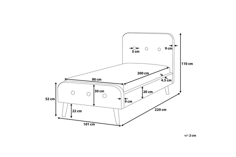 Rennes Dubbelsäng 90 | 200 cm - Grå - Möbler - Sovrum - Sängram & sängstomme