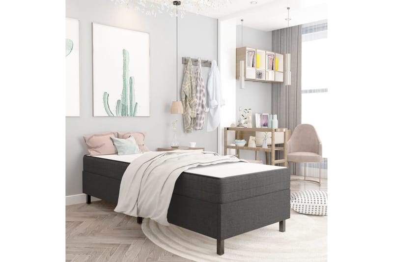 Resårsäng sängram grå tyg 100x200 cm - Grå - Möbler - Sovrum - Sängram & sängstomme